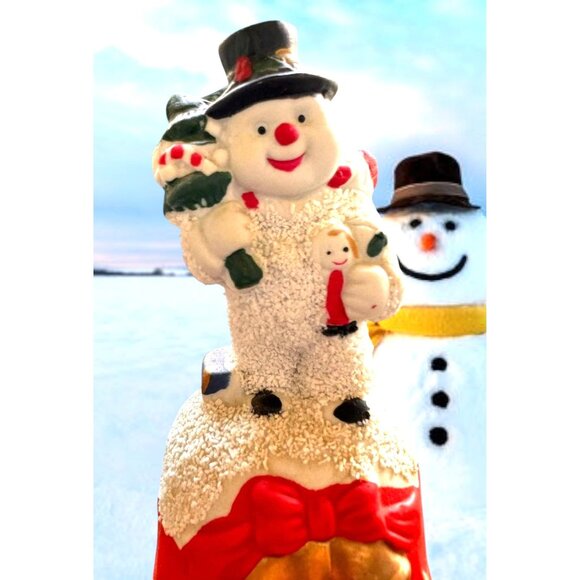 Vintage Gift Collection Snowman Bell New Christmas Trees Porcelain Present Gift - Picture 4 of 12